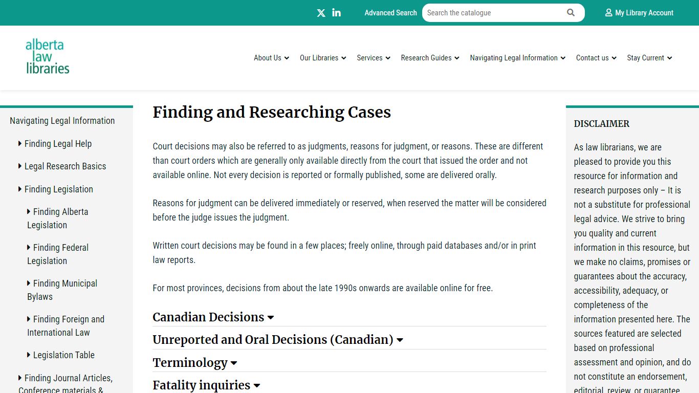 Finding and Researching Cases – Alberta Law Libraries